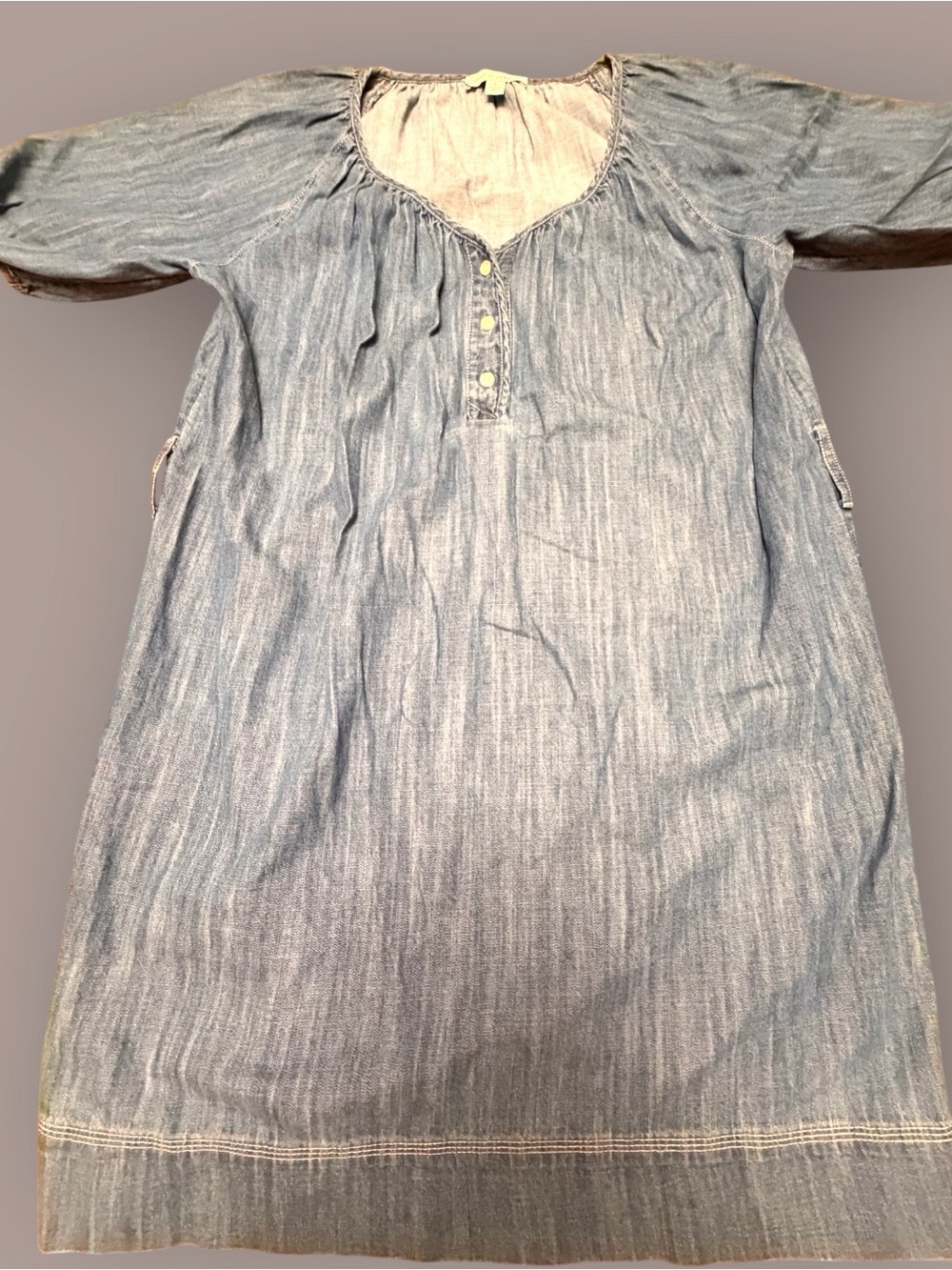 Free Assembly Chambray Denim Dress S Puff Sleeve Cottagecore Coastal